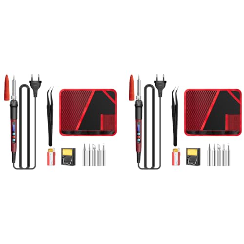 Serplex® Soldering Iron Kit 60W 220V Gun 180-500°C Adjustable Temperature LCD Display Electric Set with 5 Tips Flux Bit Cap 22PCS Serplex® Soldering Iron Kit 60W 220V Gun 180-500°C Adjustable Temperature LCD Display Electric Set with 5 Tips Flux Bit Cap 22PCS